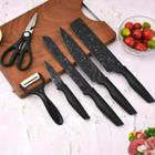 Kit de Facas Completo 6pçs Amolada Conjunto Profissional Ideal Churrasco Cozinha Frutas Legume Chef Cabo Antiaderente