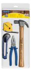Kit de ferramentas com martelo estilete alicate e trena 4 pecas tramontina