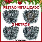 Kit De Festão Metalizado 2 Metros Para Árvore De Natal - Enfeites Natalinos