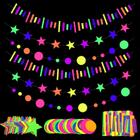 Kit de guirlanda de papel neon UV para suprimentos Glow Party - 96 pés