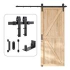 Kit de hardware para porta de celeiro deslizante HomlxCLX 2m Black Heavy Duty