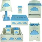 kit de higiene bebe mdf 8 pçs Nuvem menino tampas azul bb