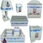 Kit de Higiene bebê mdf menino - urso marinheiro branco e azul bb