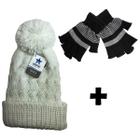 Kit De Inverno Para Trabalho Luva Aberta Nos Dedos Com Touca Pompom