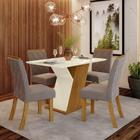 Kit De Jantar 120Cm 04 Cadeiras Off White/Nature/Marrom - CASA 812