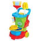Kit De Limpeza Faz de Conta Mop Mope Infantil Cleaning Trolley Verde Maral