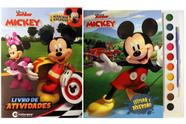 Kit de livros infantis: coleção disney aquarela mickey + diversão com adesivos mickey- Crianças 4+ Anos