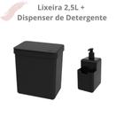 Kit de Lixeira 2,5 Litros e Porta detergente líquido e Esponja Linha Single Coza Para Cozinha