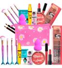 Kit De Maquiagem Batom Blush Pincel Rimel Lip Tint Esponja