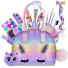 Kit de maquiagem Beayuck Kids Unicorn Design de 3 a 12 anos com 26 peças