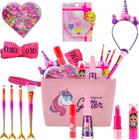 Conjunto de brinquedos de maquiagem infantil, Caixa de maquiagem rotativa,  Bolsa, Lippy lavável, Esmalte, Jogo Seguro