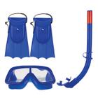 Kit De Mergulho Com Máscara, Snorkel E Nadadeira Infantil