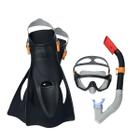 Kit de mergulho snorkel + mascara + pes de pato spark wave preto - Nautika