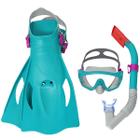 Kit de mergulho snorkel + mascara + pes de pato spark wave verde - Nautika