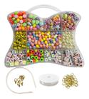 Kit De Miçanga Infantil Coloridas 680 Missangas Bolinhas Perolas Para Montar Colar Pulseira Infantil