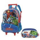 Kit de Mochila com Rodinhas + Estojo Duplo Infantil, Escolar, Marvel Avengers Azul - Luxcel