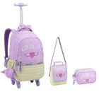 KIT de Mochila G Rodinha 360 Feminina Candy Collor Com Chaveiro Lancheira Térmica e Estojo