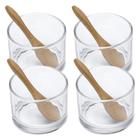 Kit De Molheiras Com Potinhos De Vidro E 4 Colheres De Bambu