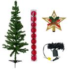 Kit De Natal Para Espaços Pequenos Árvore 120cm + Pisca-pisca + Enfeites E Iluminação De Fim De Ano - Bolas E Estrela