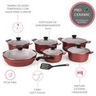 Kit De Panelas 6 Peças Revestimento Em Cerâmica Antiaderentes Espátula Chef Profissional Fogão E Forno Vermelho Casa Dona