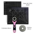 Kit de Patchwork Base De Corte A2 Placa de Mesa 60x45 Cortador Circular Rosa 45 + 1 Lamina Refil - Artmak