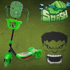 Kit de Patinete Verde com Som e Luz + Mascara do Hulk