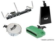 Kit De Percussão Com Rack Tamborim Cowbell e Jam Block Torelli