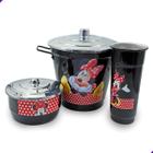 Kit de Pia com Porta Sabão, Detergente e Lixo - Feito de Alumínio Decorado com Mickey e Minnie - Disponível em Vermelho, Preto, Branco, Rosa Claro, Rosa Escuro - Perfeito para sua Cozinha - Design Decorativo, Resistente e Durável - ArtVida