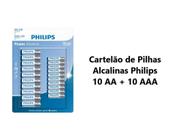 Kit de pilhas alcalina aaa + aa 10 unidades de cada lr036p20bp/59 - PHILIPS