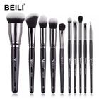 Kit de Pincéis Maquiagem Profissional BEILI Preto - Pó, Base, Mistura