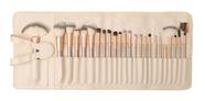 Kit De Pincel Maquiagem Profissional 24 Pcs Com Estojo Bege