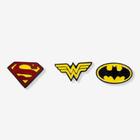 Kit de Pins Escudo Super Homem, Mulher Maravilha e Batman - DC Comics