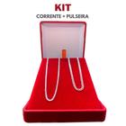 Kit de Prata 925 Legítima Corrente + Pulseira Italiana 3mm