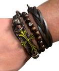 Kit de pulseiras de couro Masculino religioso Cruz Jesus