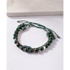 Kit de Pulseiras Masculina Verde Prateado