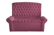 Kit De Quarto Cabeceira De Cama Box e Calçadeira Baú Dubai Casal Queen 160 cm Suede Rosa Bebê Ec Móveis