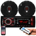 Kit De radio modelo 6660 com duas entradas usb bluetooth entada sd Som Automotivo Para Carros e par de Alto Falantes da Bomber de 6 polegadas