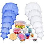 Kit de Tampas de Silicone Reutilizáveis Premium Flexíveis Herméticas e Ecológicas Compatíveis com Diversos Recipientes