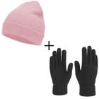 Kit De Touca Estilo Beanie + Luva Lã Lisa Básica Premium Par