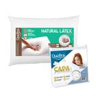 Kit de Travesseiro Enchimento em Látex Natural + Capa Impermeável com Zíper