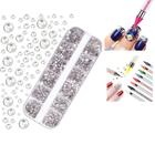 Kit De Unha Nail 1 caixa de Pedrinhas Prata + Caneta Pega Strass