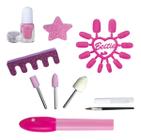 Kit De Unhas Infantil Com Máquina De Lixar Broca Pincel Tinta e Unhas Postiças Presente Menina 6ano+