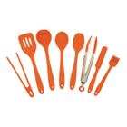 Kit de Utensílios de Silicone com 8 Peças Laranja - Oikos