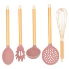 Kit de utensilios de silicone rosa cabo rose gold k10