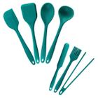 Kit de utensílios de silicone verde escuro oikos 7 peças