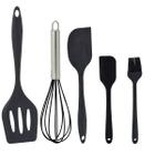 Kit de Utensílios Espátulas Para Cozinha Preto 5 peças