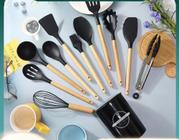 KIT de Utensílios Para Cozinha em Silicone e Bambu 12 Peças GD-12