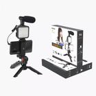 Kit De Vlogg Filmagem blog Microfone Tripé Luz Live Profissional