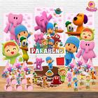 Kit Decoração de Festa Aniversário Bolo Topper Pocoyo Rosa Qfestança -78 Itens