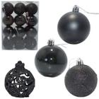 Kit Decoração Enfeite Bola de Natal 6cm 24 Unidade Cor:Preto